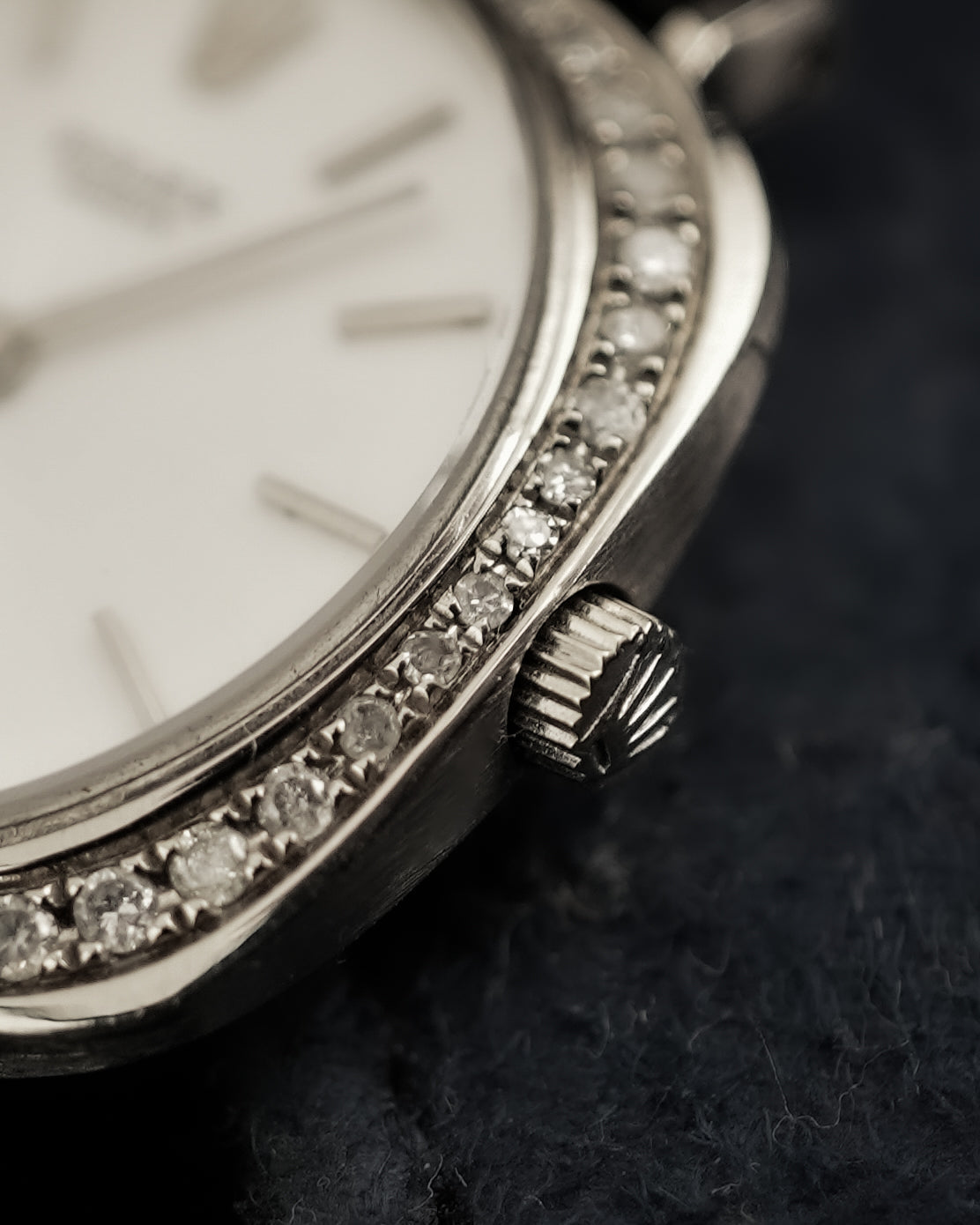 Rolex Cellini Manual Winding Custom Diamonds in 18K Solid White Gold 3652