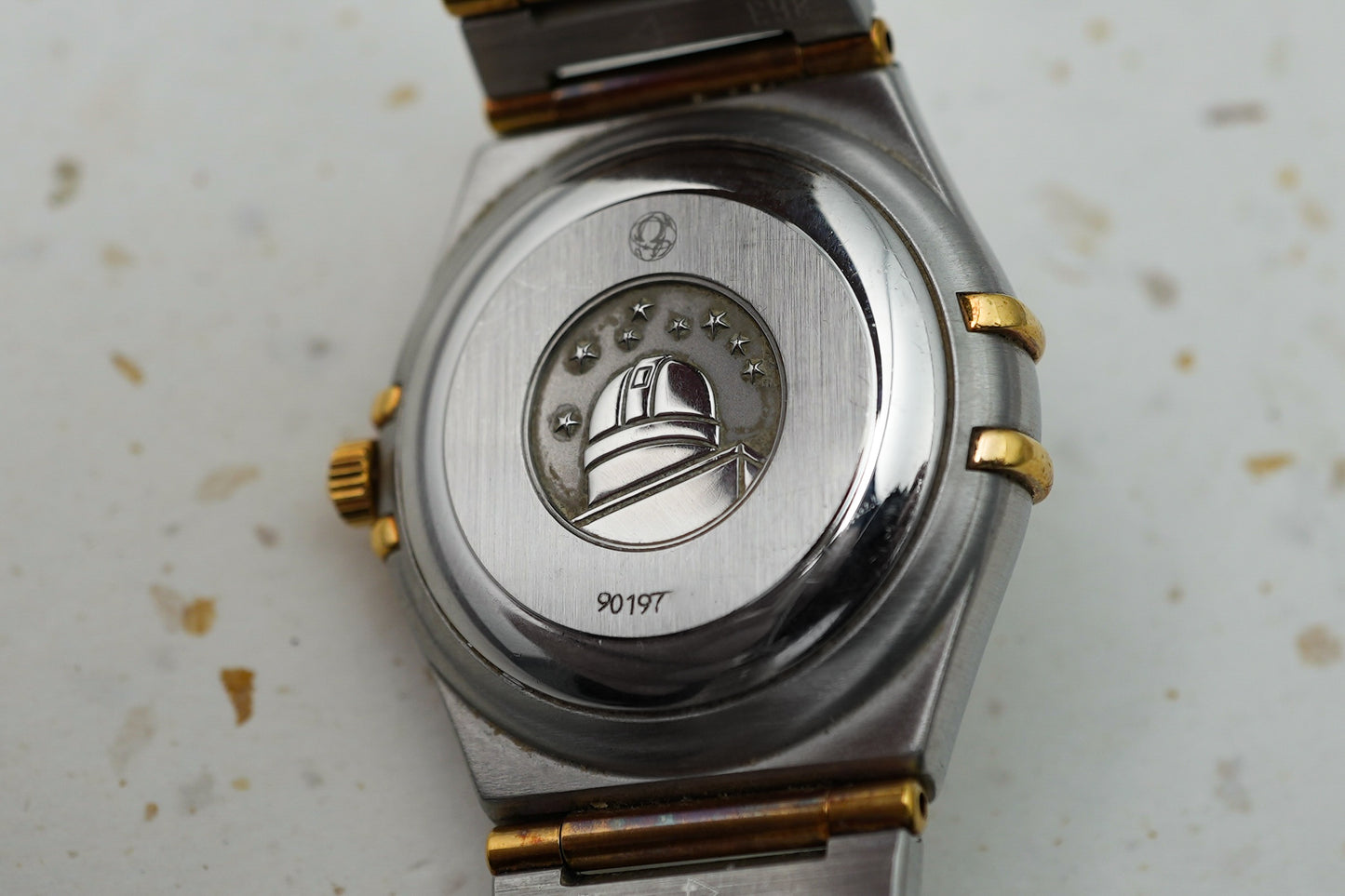Omega Constellation MOP Mother of Pearl Two Tone Yellow Gold Factory Diamonds Automatic 1396.75.00 1306.75