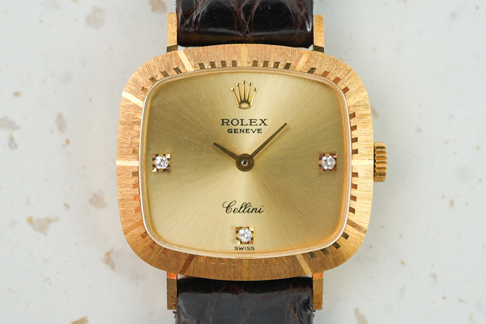Rolex Cellini 3P Diamond in Solid 18K Yellow Gold Vintage 4082