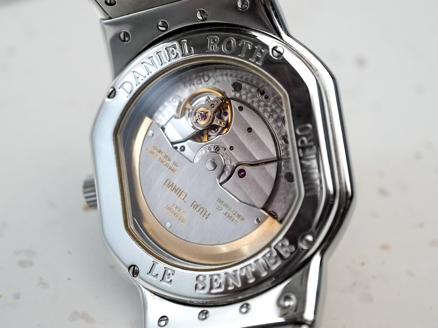 Daniel Roth Le Sentier Salmon Two Tone Steel and 18K Yellow Gold 35mm Automatic 7622
