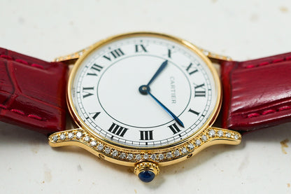 Cartier Louis Riviera Vendome in 18k Solid Yellow Gold Custom Diamonds Manual Winding 10713
